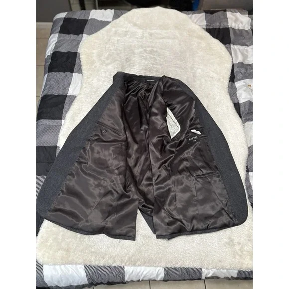 Lauren Ralph Lauren Slim Mens Black Wool Blazer Jacket Size 43R Herringbone - Picture 7 of 8